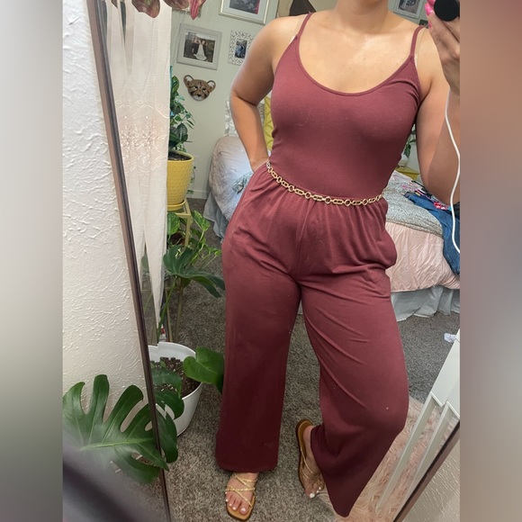 Strapless maroon jumpsuit - Picture 5 of 8